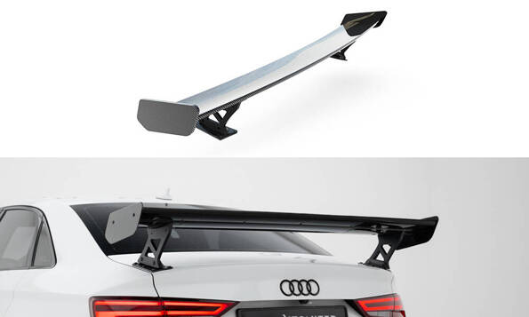 Carbon Spoiler With External Brackets Uprights  Audi A3 / A3 S-Line / S3 / RS3 Sedan 8V / 8V Facelift