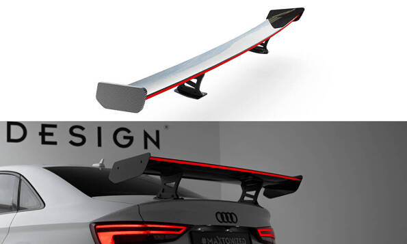 Carbon Spoiler With Internal Brackets Uprights + LED Audi A3 / A3 S-Line / S3 / RS3 Sedan 8V / 8V Facelift