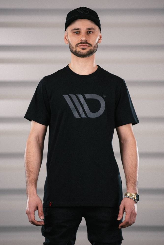 Black T-shirt with gray logo