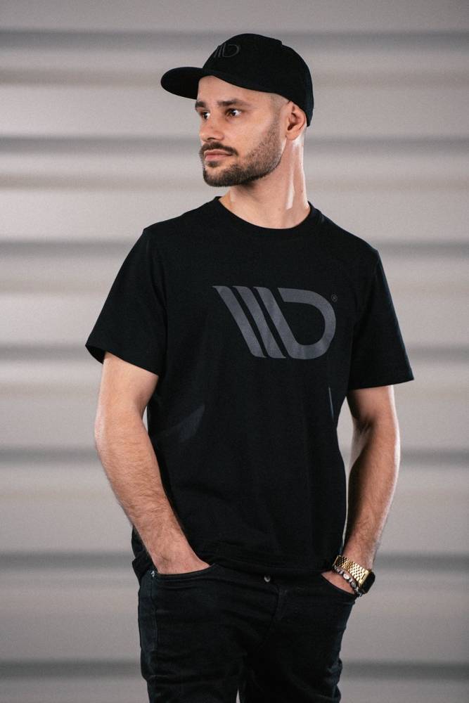 Black T-shirt with gray logo