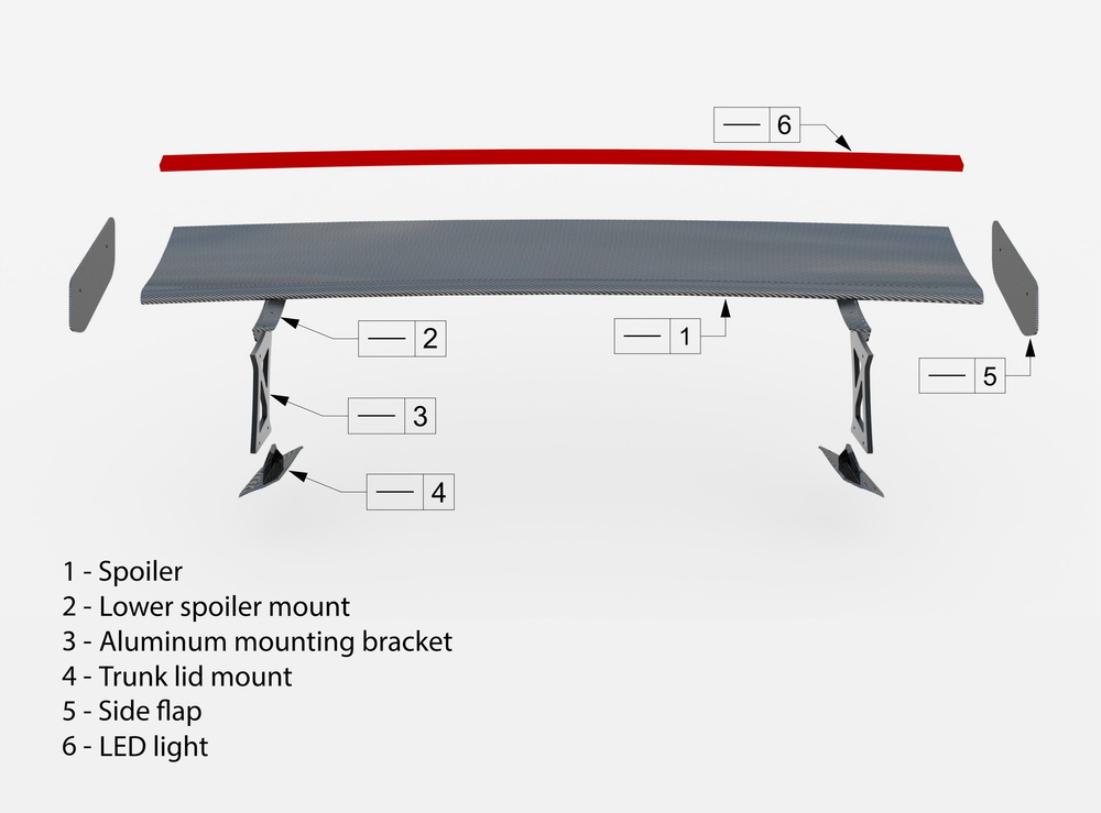 Carbon Fiber Spoiler +LED light BMW M2 G87 / M240i / 2 M-Pack / 2 Standard G42