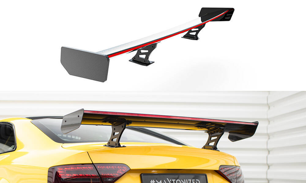 Carbon Spoiler With Internal Brackets Uprights + LED Audi A5 Coupe 8T