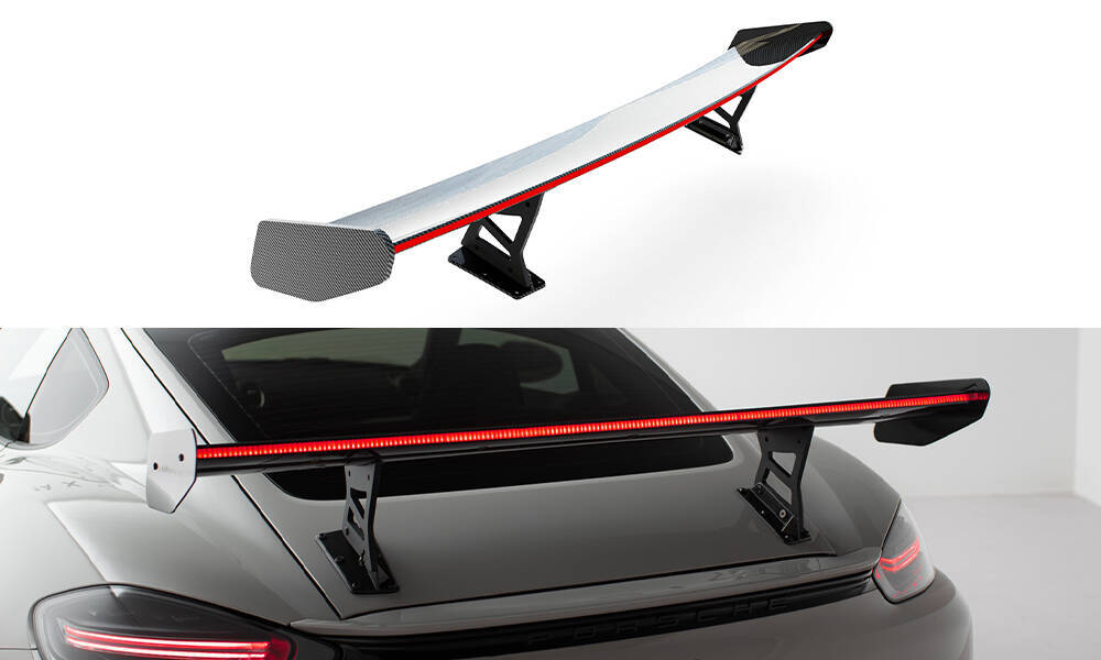 Carbon Spoiler With Internal Brackets Uprights V.1 + LED Porsche 718 Cayman 982c