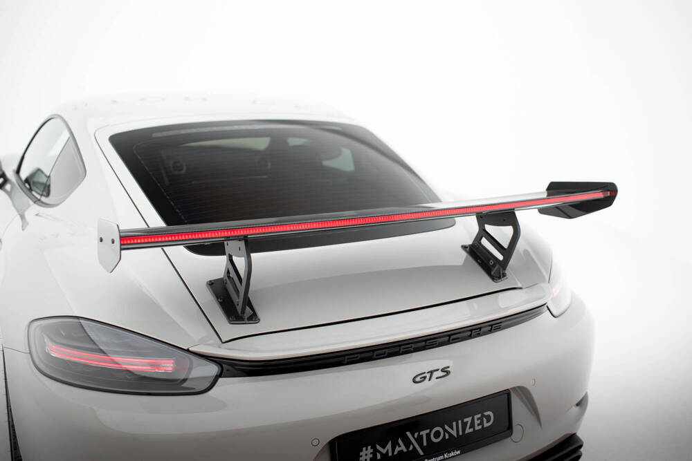 Carbon Spoiler With Internal Brackets Uprights V.2 + LED Porsche 718 Cayman 982c