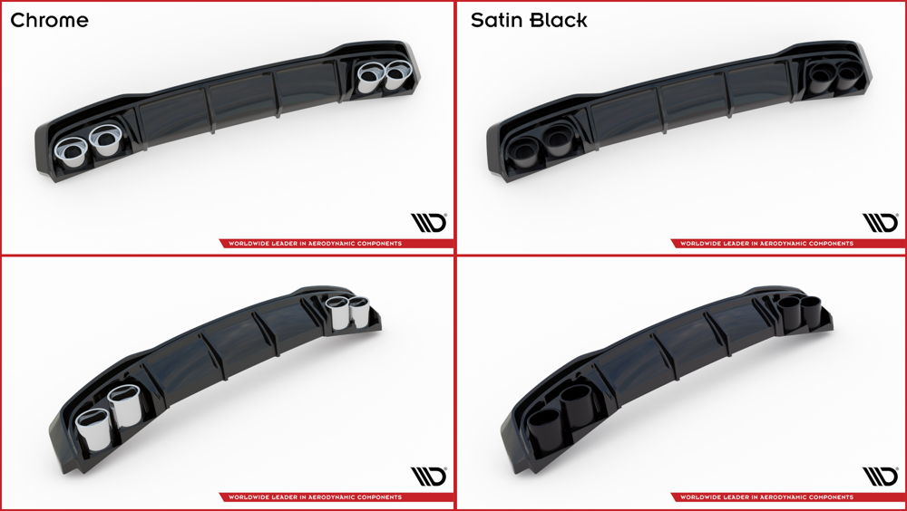 Heckansatz + Endschalldampfer Sportauspuff Attrappe Audi A3 S-Line Sedan 8Y