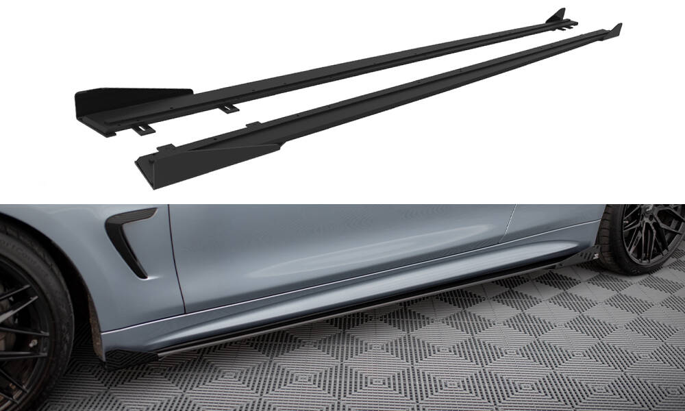 Street Pro Seitenschweller Diffusor + Flaps BMW 4 Coupe / Gran Coupe / Cabrio M-Pack F32 / F36 / F33 