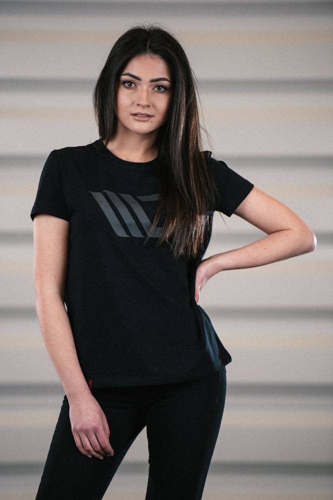 Womens Black T-shirt with grey logo