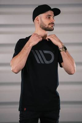 Black T-shirt with gray logo