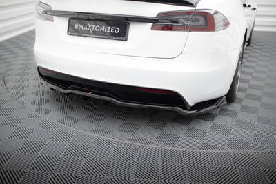 Hinten Splitter (mit einem vertikalem balken) V.1 Tesla Model S Plaid Mk1 Facelift