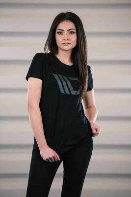 Womens Black T-shirt with grey logo