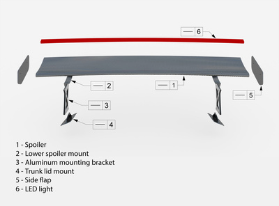 Carbon Fiber Spoiler With External Brackets Uprights +LED light BMW M2 G87 / M240i / 2 M-Pack / 2 Standard G42