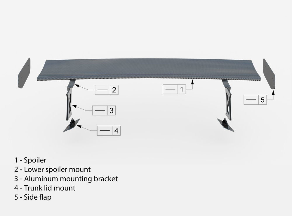 Carbon Spoiler With Internal Brackets Uprights  BMW M2 F87 / 2 / 2 M-Pack F22